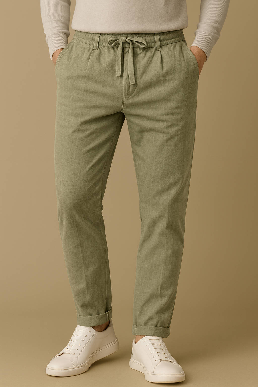 VEYRA Lusso Drawstring Pants - Oliveto Classico
