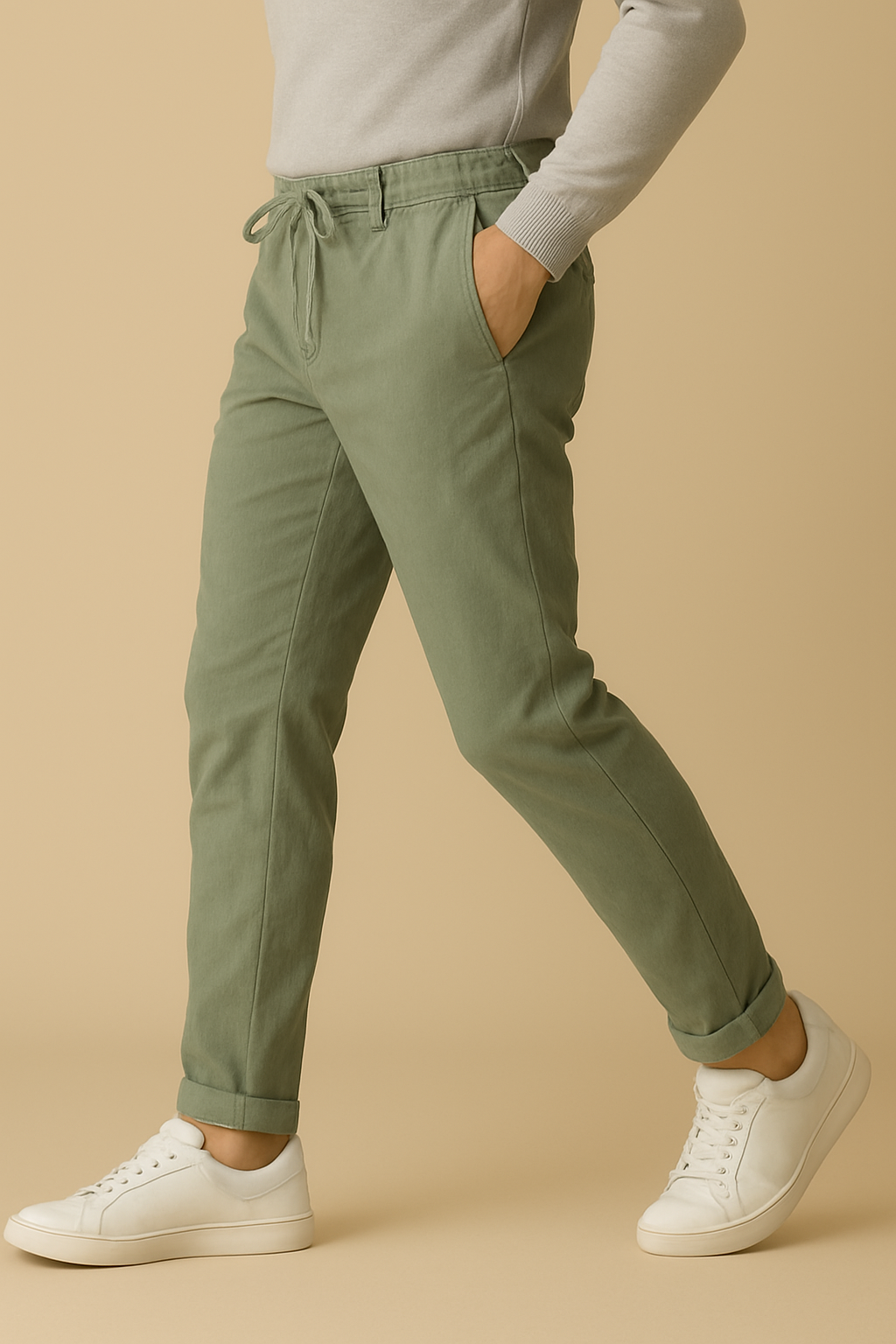 VEYRA Lusso Drawstring Pants - Oliveto Classico